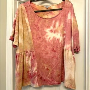 White birch brand tie dye effect oversized top